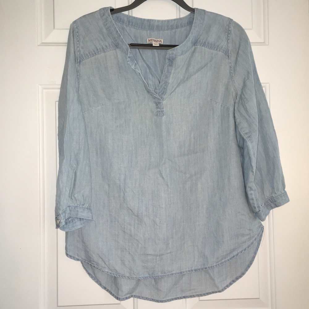 MERONA Target 3/4 Sleeve Chambray Top